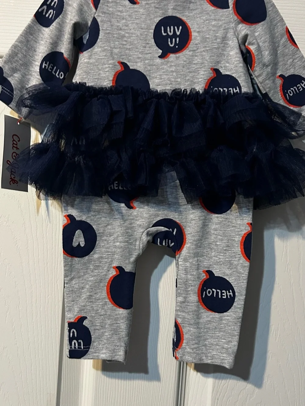 Kids Navy & Gray Hello Speech Bubble One-Piece Bodysuit Cat &Jack NB